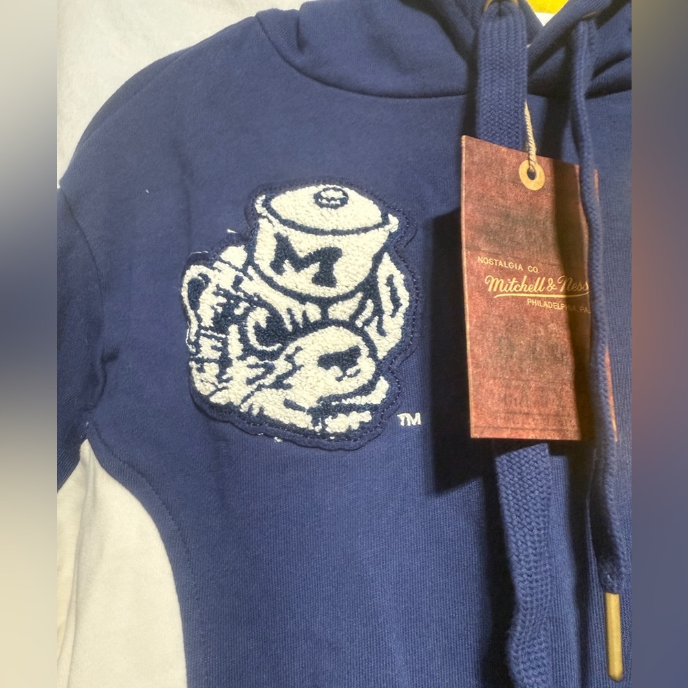 NCAA Michigan Hoodie Mitchell and Ness Full Zip Men’s XL new with tags - Picture 3 of 13